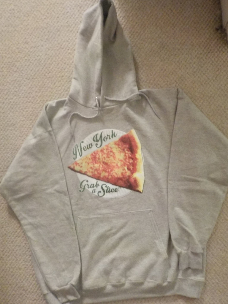 New York Grab A Slice®  Hoodie Grey ,Two 4 Song CDs Stimulus Package. One Large Left.