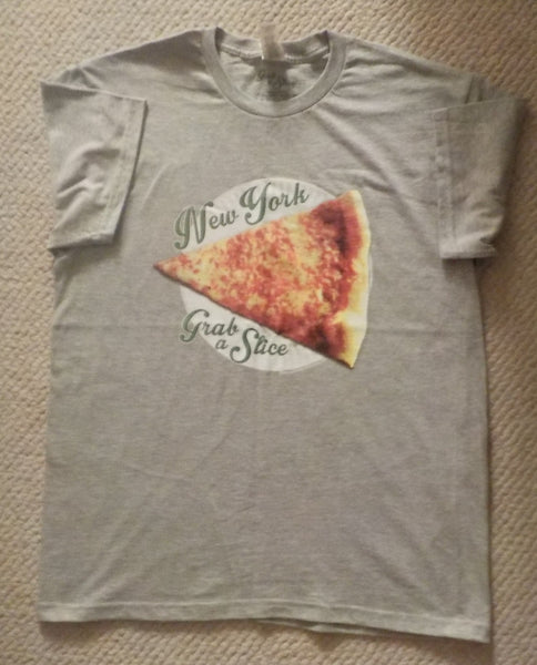 New York Grab A Slice® T Shirt, Sport Grey, & Two 4 Song CD Stimulus Package. Large & XL.
