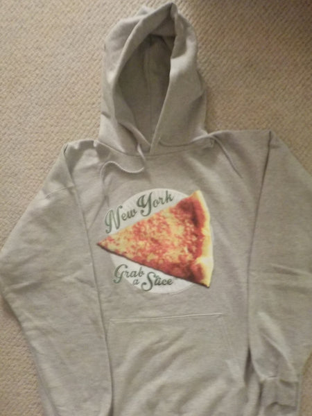 New York Grab A Slice®  Hoodie Grey ,Two 4 Song CDs Stimulus Package. One Large Left.